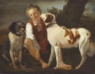 Artwork Title: Boy with Two Dogs, in a Landscape