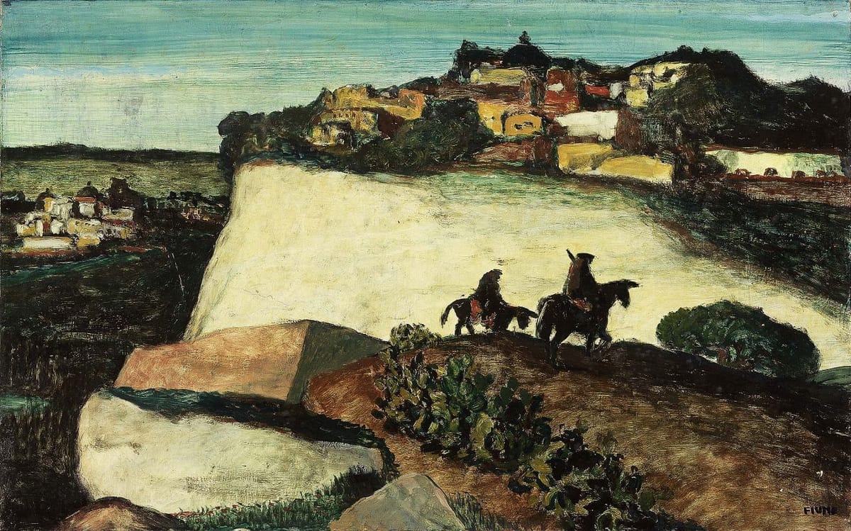 Artwork Title: Paesaggio con Figure a Cavallo