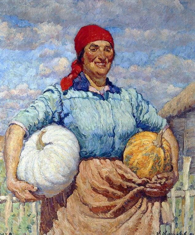 Artwork Title: Farmer with Pumpkins