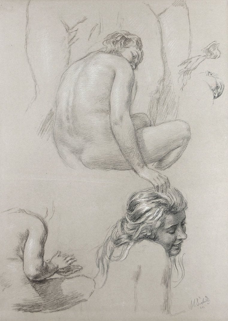 Artwork Title: Female nude - a study for the painting Harvest
