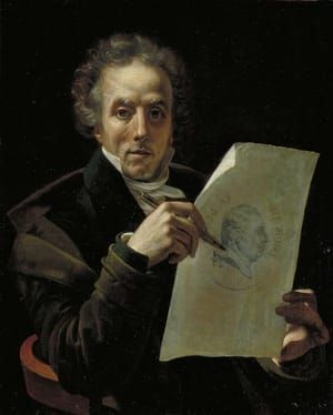 Artwork Title: Self Portrait of the Artist Designing the Portrait of Louis XVIII