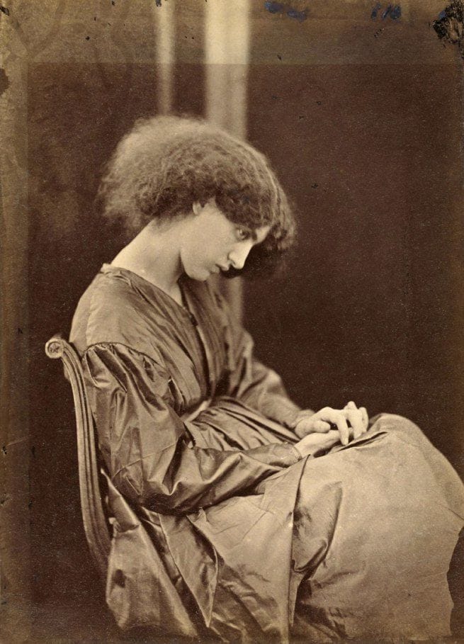 Artwork Title: Jane Morris posing in the house of Rossetti, summer 1865