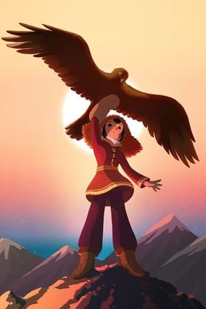 Artwork Title: Mongolian Girl with Eagle