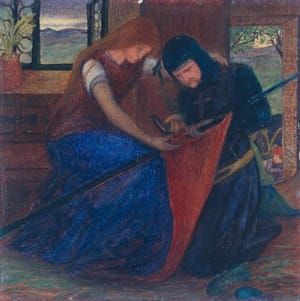 Artwork Title: Lady Affixing Pennant to a Knight’s Spear