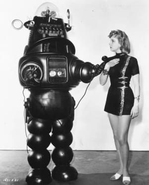 Artwork Title: Anne Francis and Robby the Robot in "Forbidden Planet"