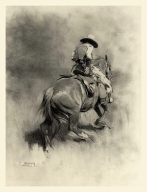 Artwork Title: Cowboy Riding Away