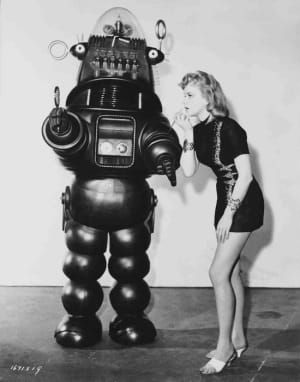 Artwork Title: Anne Francis and Robby the Robot in "Forbidden Planet"