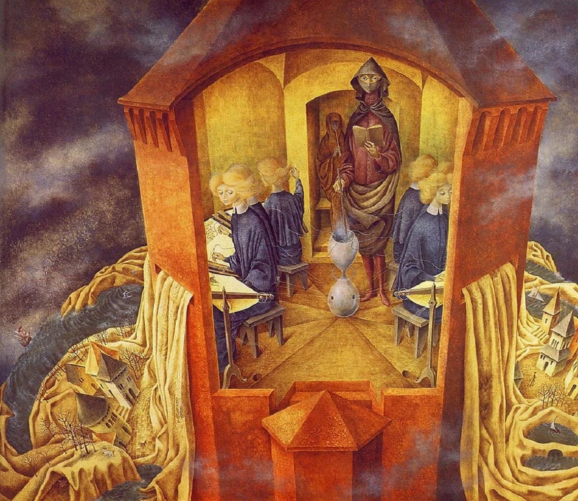 Artwork Title: El Tríptico. Segundo panel. Bordando el manto terrestre - Colección particular