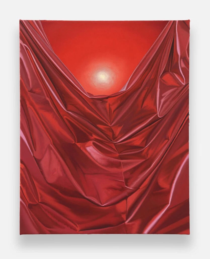 Artwork Title: Radiant Sun in Red Metallic Fabric