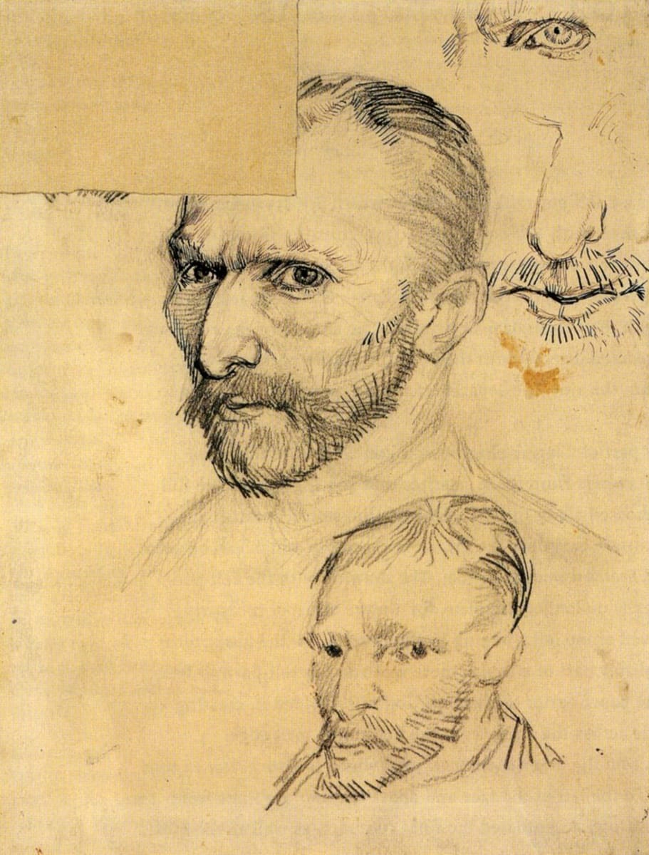 Artwork Title: Two Self Portraits and Several Details