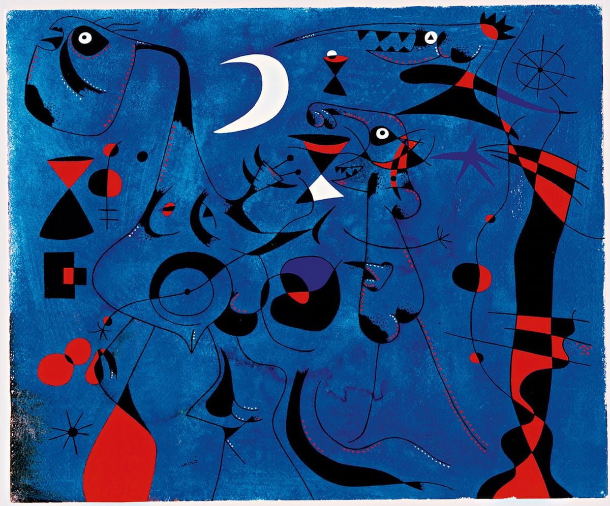 Artwork Title: Figures At Night Guided By The Phosphorescent Tracks Of Snails