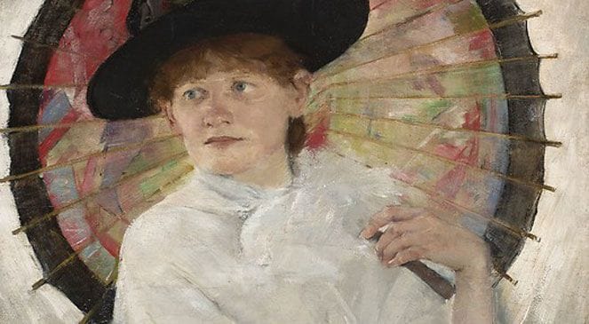 Artwork Title: Portret młodej kobiety z czerwoną parasolką (Portrait of a Young Woman with a Red Umbrella,)