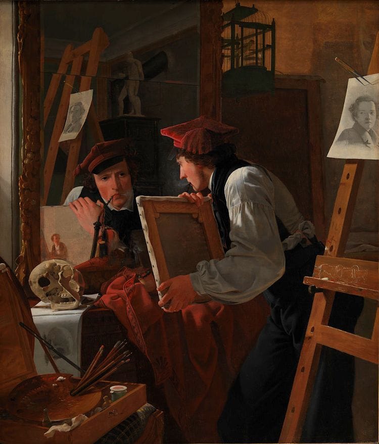 Artwork Title: A Young Artist Looks at a Sketch in a Mirror