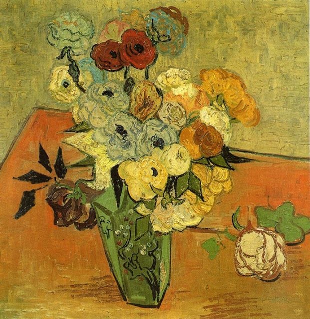 Artwork Title: Japanese Vase with Roses and Anemones