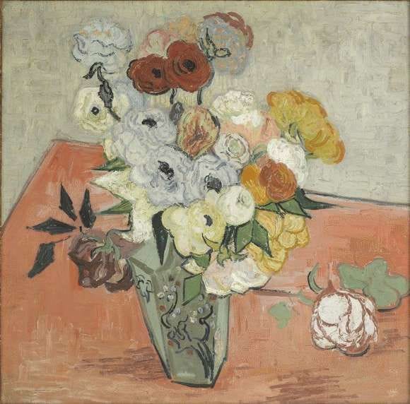 Artwork Title: Japanese Vase with Roses and Anemones