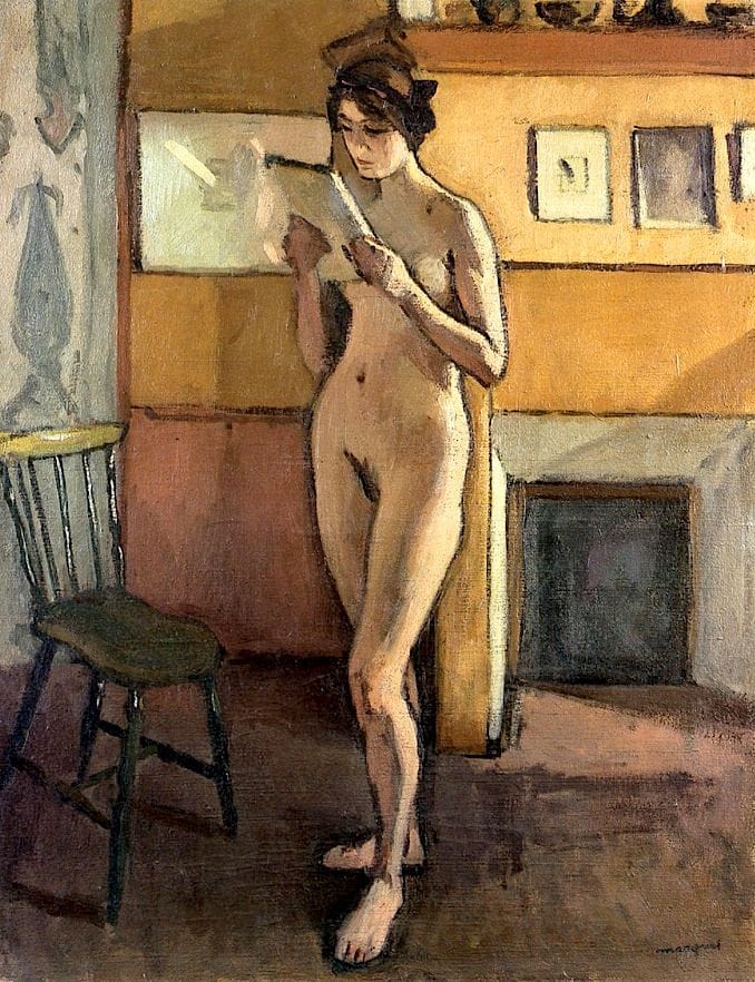 Artwork Title: Nude by the Fireplace