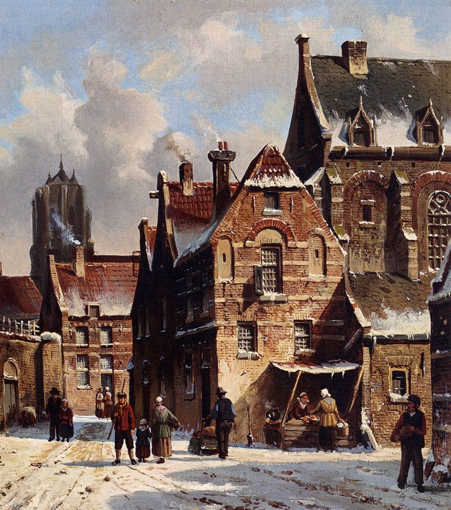 Artwork Title: FIgures in the Streets of a Wintry Town