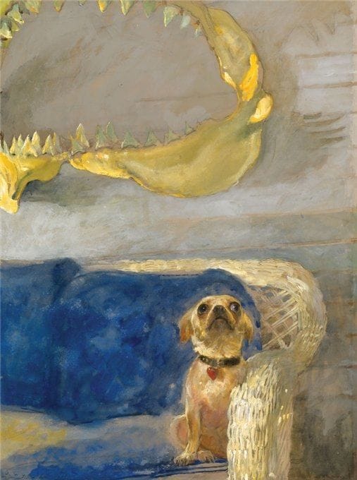 Artwork Title: Dog and the Great White Shark Jaw