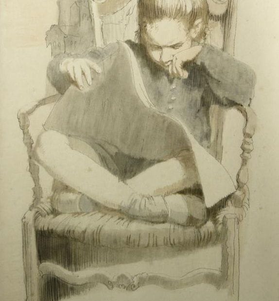 Artwork Title: Untitled (Girl sitting and reading)