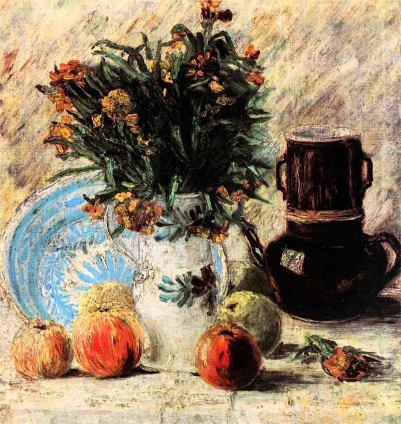 Artwork Title: Still Life with Coffee Pot and Flowers