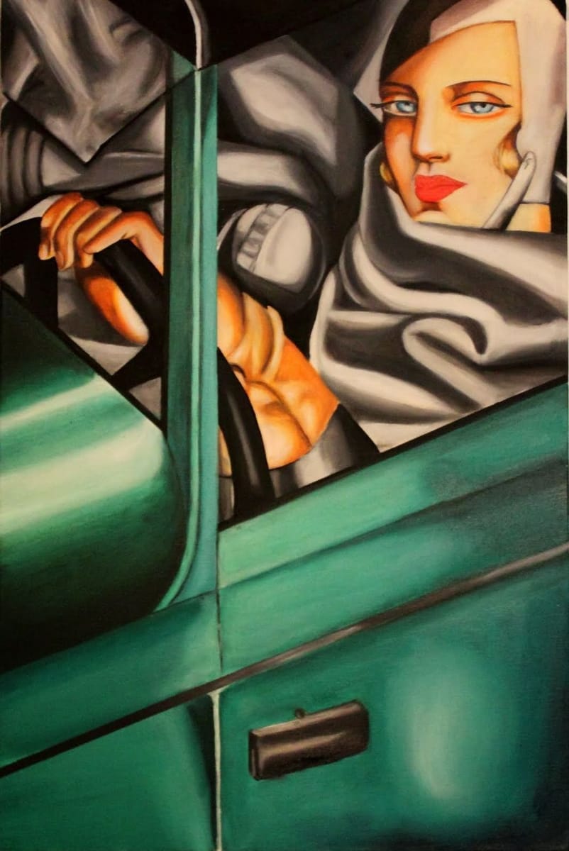 Artwork Title: Self Portrait in the Green Bugatti