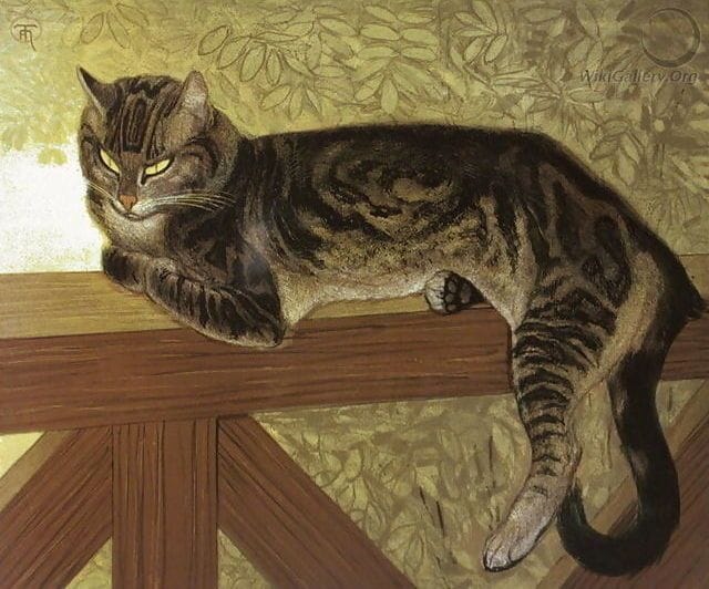 Artwork Title: Ete, Chat sur une Balustrade (Summer, Cat on a Railing)