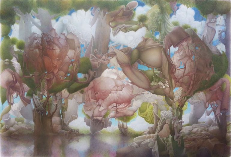 Artwork Title: Thoughts Above The Trees. A Pencil Painting