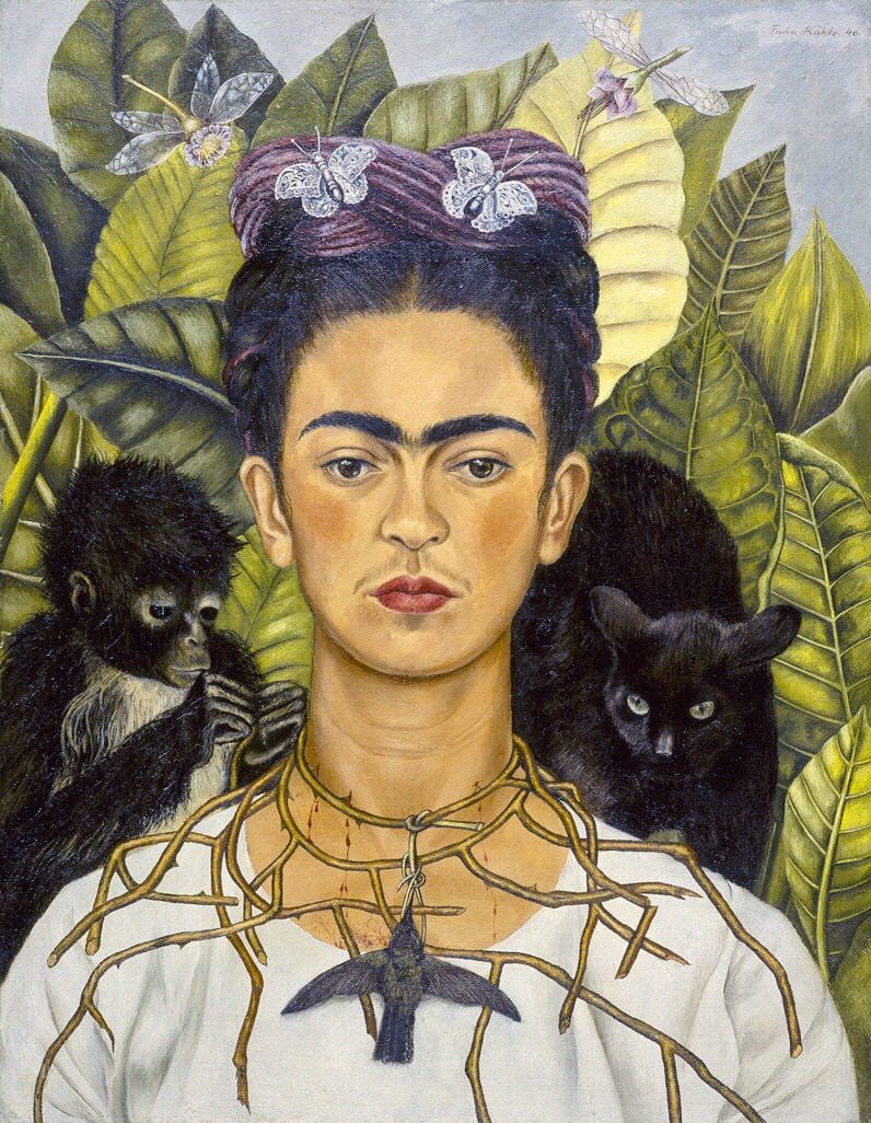 Artwork Title: Self Portrait With Thorn Necklace And Hummingbird