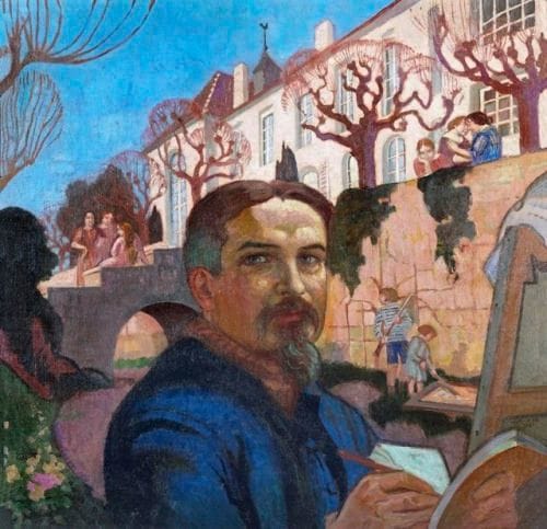 Artwork Title: Self-Portrait with his Family in Front of Their House