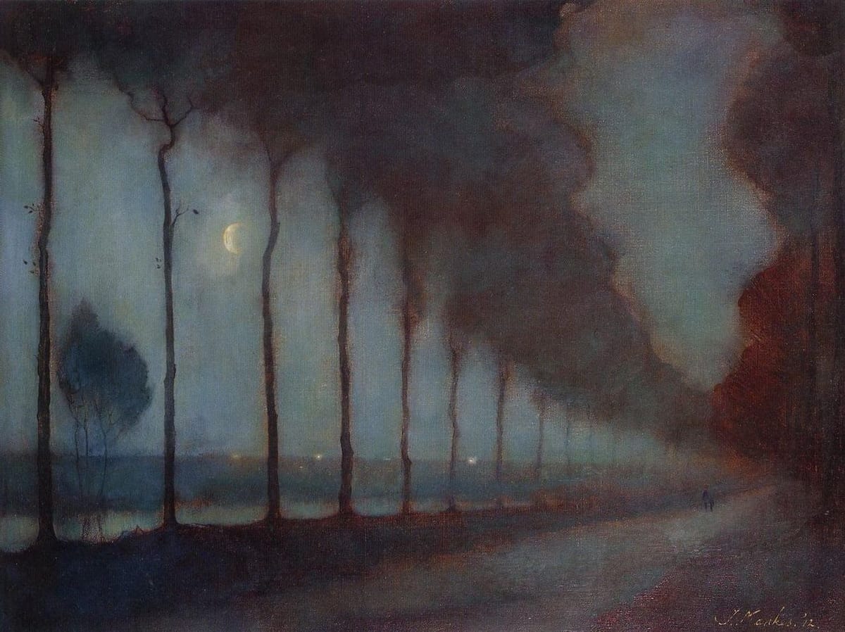 Artwork Title: Evening Landscape with Moon
