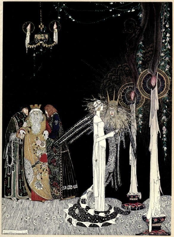 Artwork Title: She saw the Lindworm for the first time as he came in and stood by her side