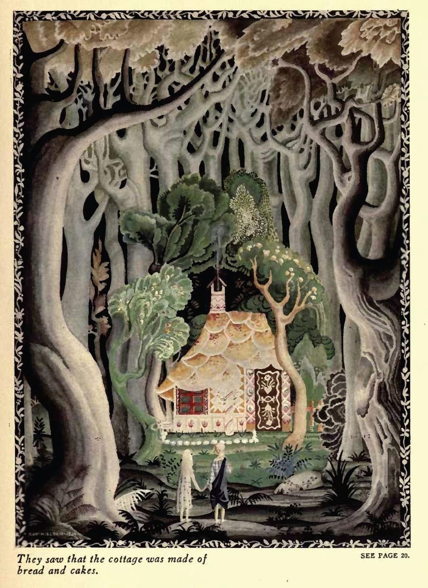 Artwork Title: Hansel and Grete; They saw that the cottage was made of bread and cakes