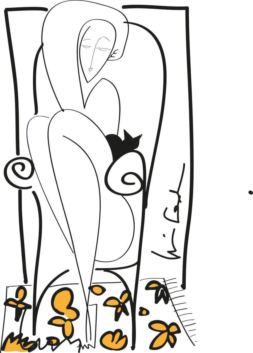 Artwork Title: Woman and Cat