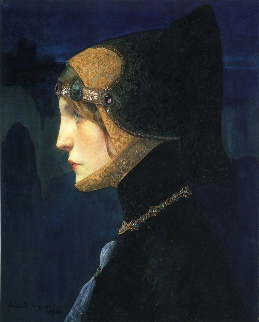 Artwork Title: Head of a Lady in Medieval Costume (detail)