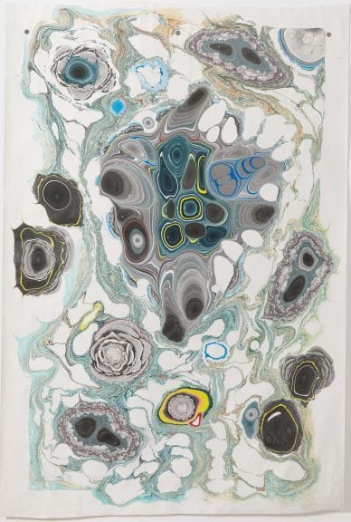 Artwork Title: Unstable Talismanic rendering 19 (with gratitude to master Marbler Dirk Lange)