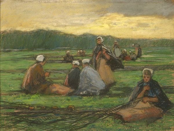 Artwork Title: Nettenboetsters, Scheveningen (Net Menders, Scheveningen)