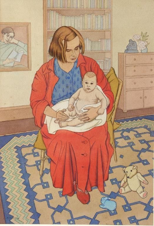 Artwork Title: Mother and Child, Jean and Anton Jones with Portrait of Fred Jones behind