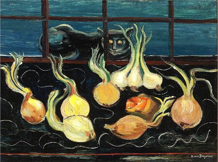 Artwork Title: Still Life with Cat and Onions