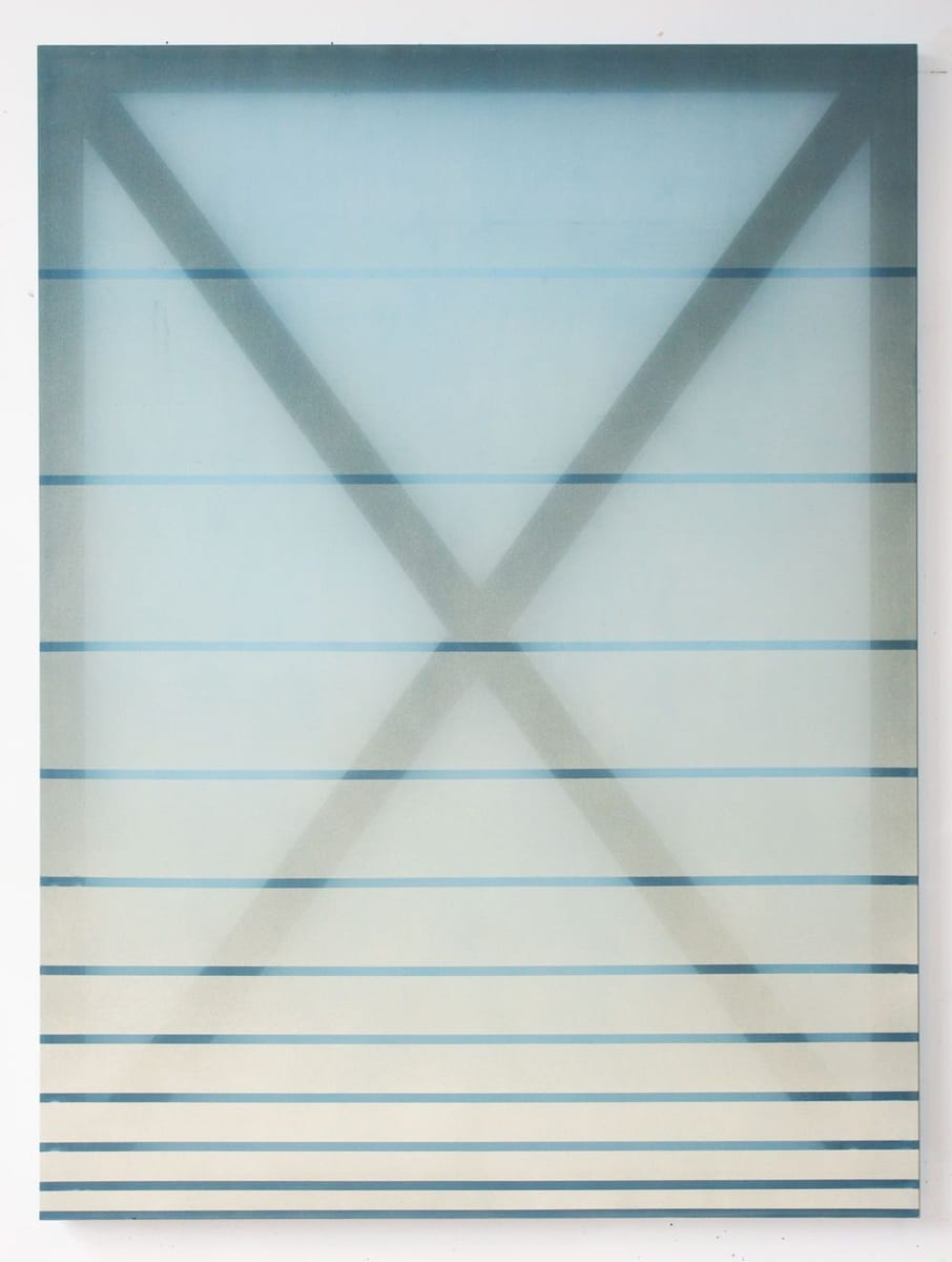 Artwork Title: X (cream and blue)