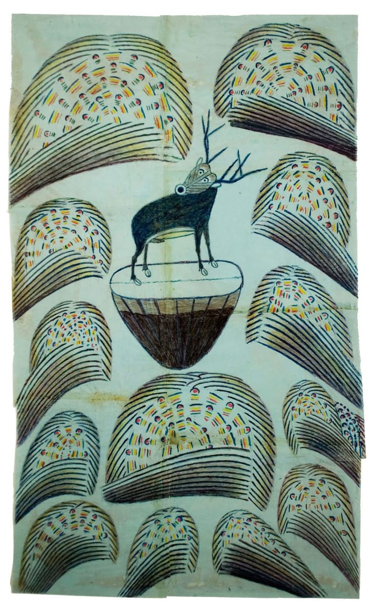 Artwork Title: Untitled (Stag on Mound with Fireworks), c.-53