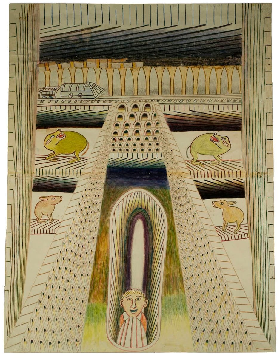 Artwork Title: Untitled (Courtyard with Man and Animals), c.-55