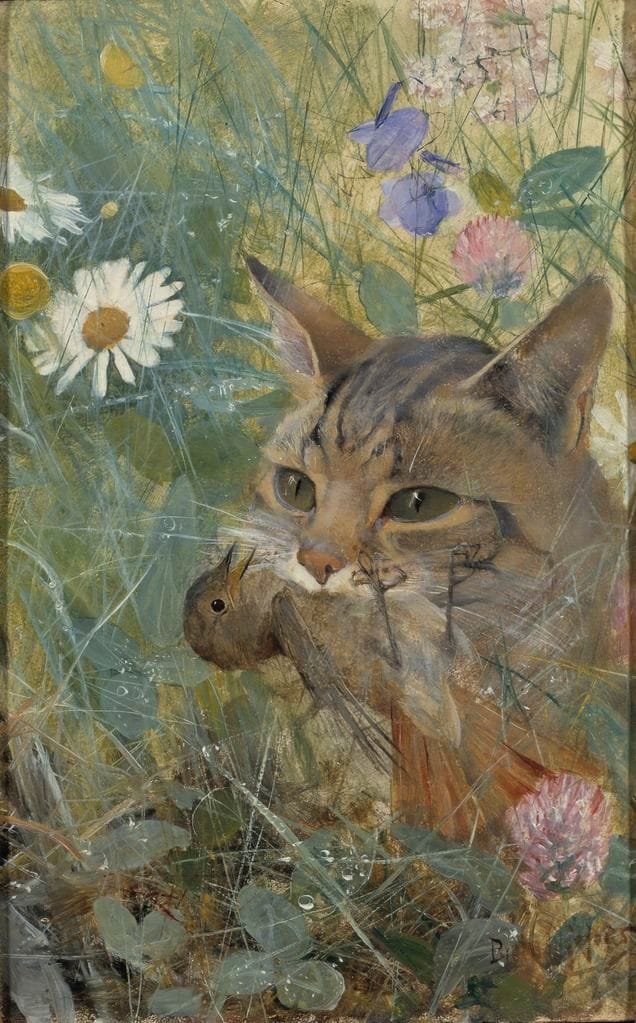 Artwork Title: A Cat with a Young Bird in its Mouth