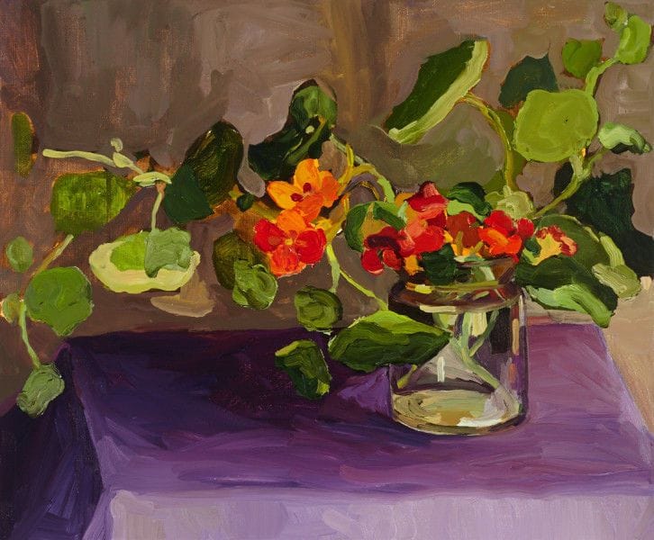 Artwork Title: Nasturtiums in glass jar