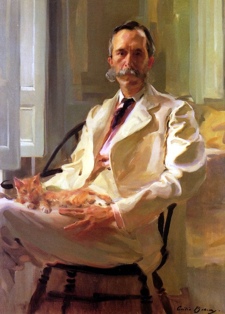 Artwork Title: The Man With the Cat, Henry Sturgis Drinker