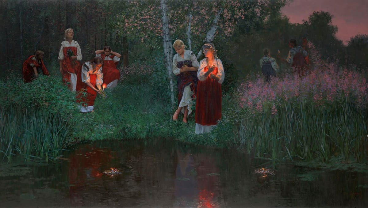 Artwork Title: Iwan-Kupala-Tag, Wahrsagung über die Kränze