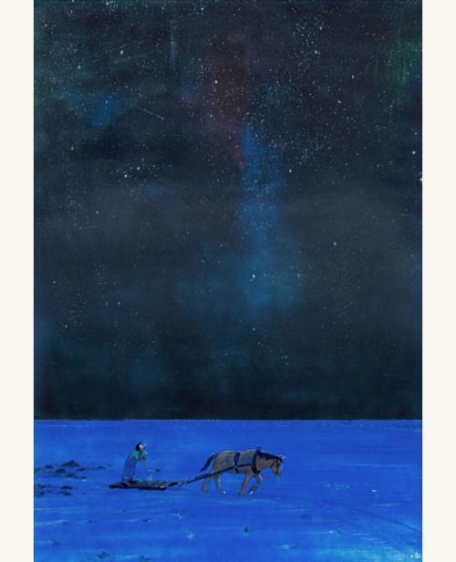 Artwork Title: How Often at Night   tempera, enamel, and ball-point pen on masonite