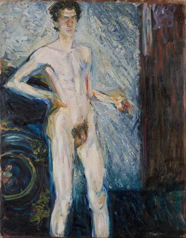 Artwork Title: Self Portrait (Selbstbildnis (Akt in ganzer Figur), 12 September 1908)
