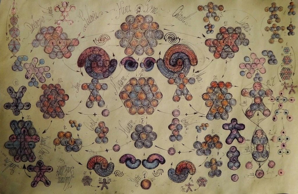 Artwork Title: Spiral algorithm and examples of code symmetry chirality