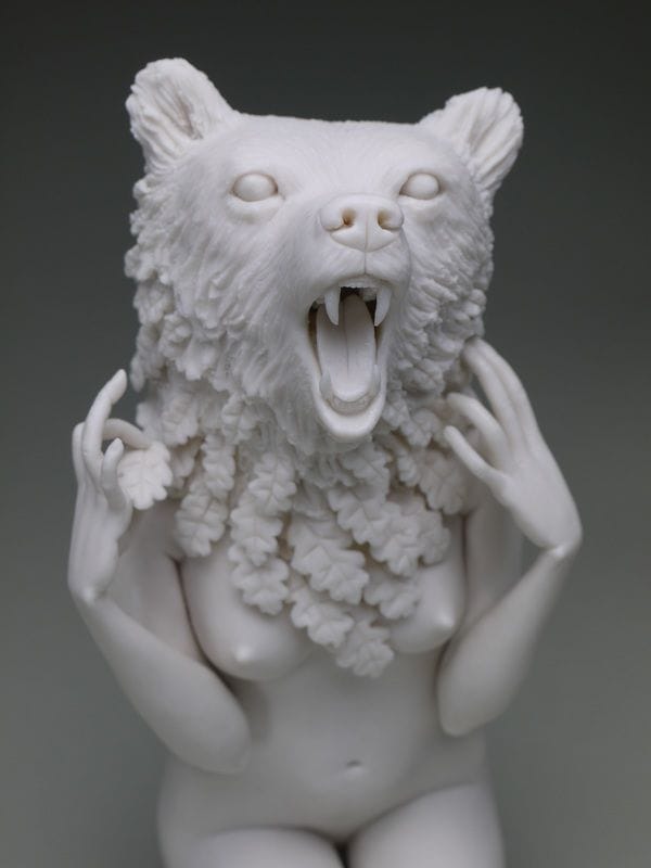 Artwork Title: Delicate Dependency: Brown Bear with White Oak Adaptation