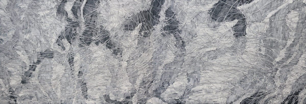 Artwork Title: Shades of consciousness 1-2, Acrylic and ink on linen. Two panels, each 210 x 143 cm